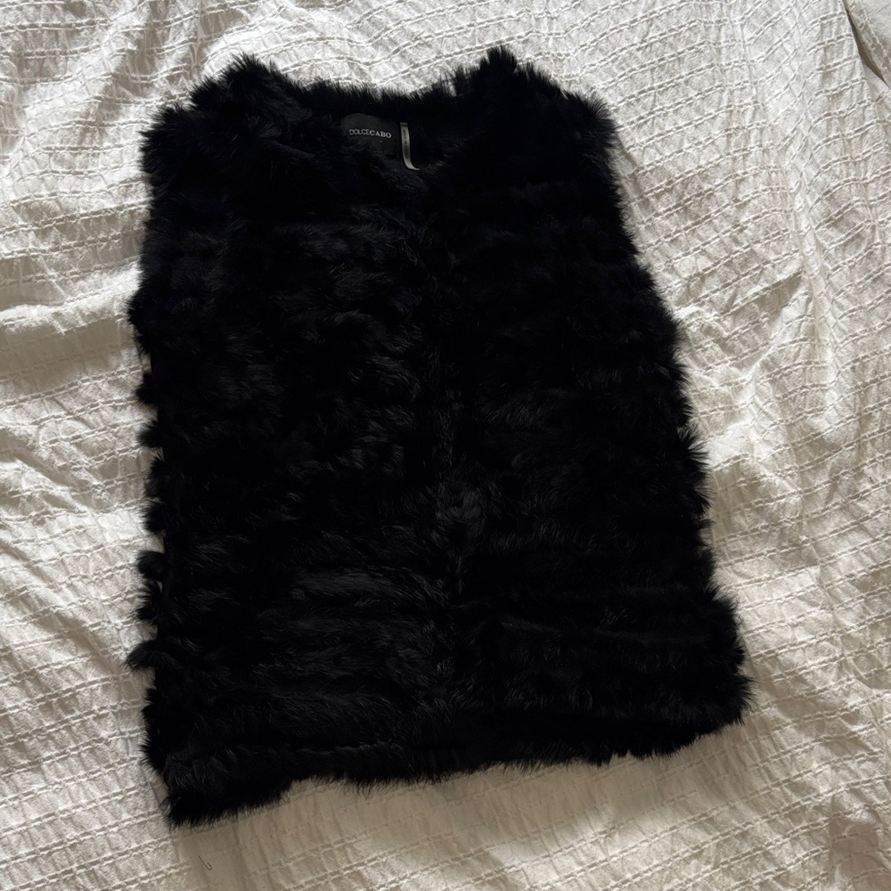 Dolce Cabo Charcoal Rabbit Fur Vest